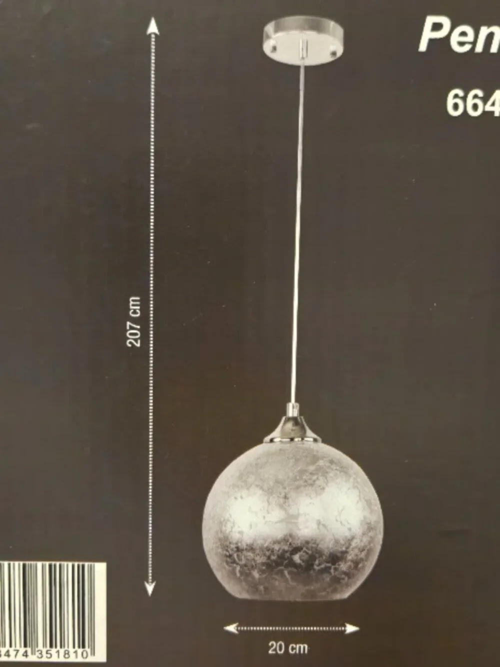 Silver Textured Globe Pendant Lamp Modern Hanging Light Fixture E26 Max 40W New